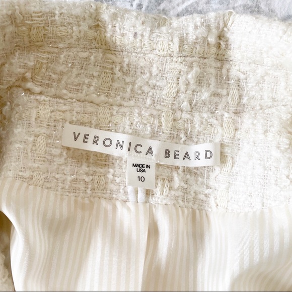 VERONICA BEARD Cutaway Dickey Tweed Jacket 10 Ivory NEW NWOT - Picture 3 of 11